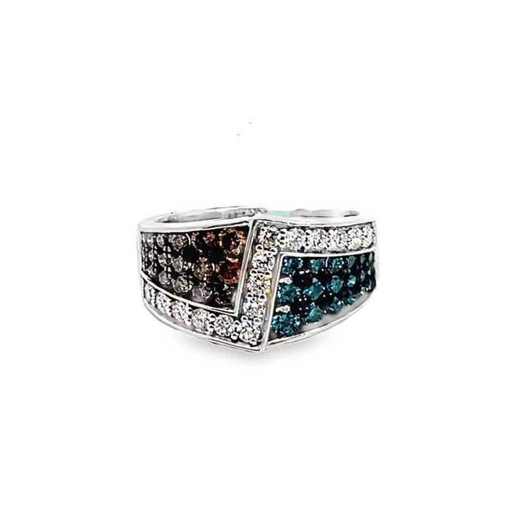 Ladies Fancy Blue, Chocolate and White Diamond Ring