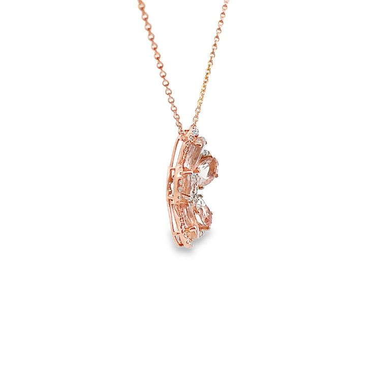 Morganite and Diamond Flower Pendant