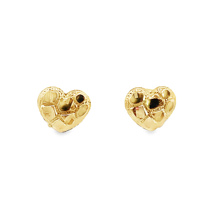 Gold Heart Stud Earrings