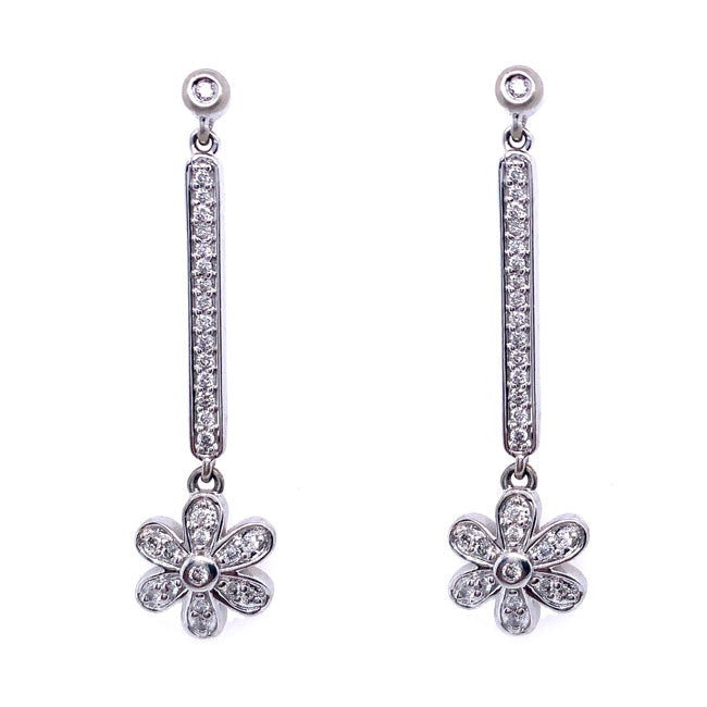 Flower Drop Diamond Earrings