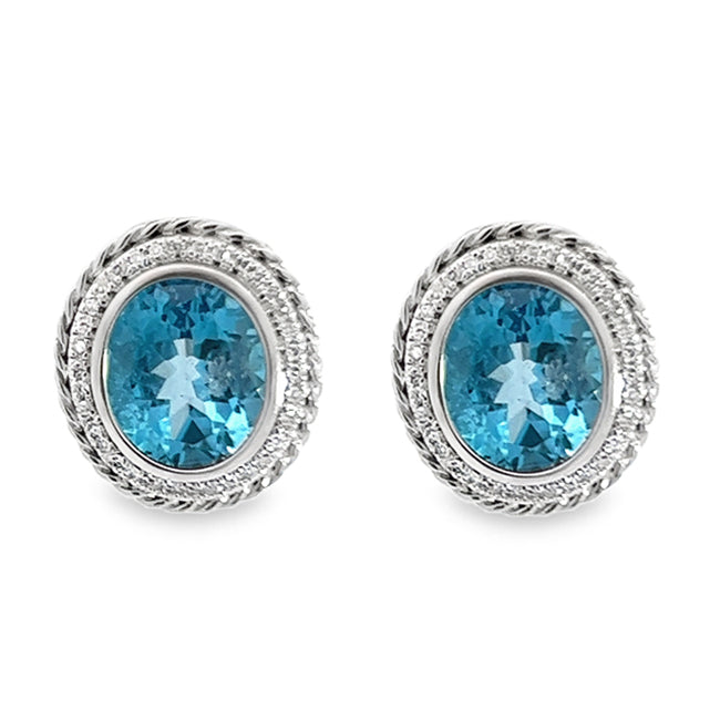 Elegant Blue Topaz & Diamond Earrings