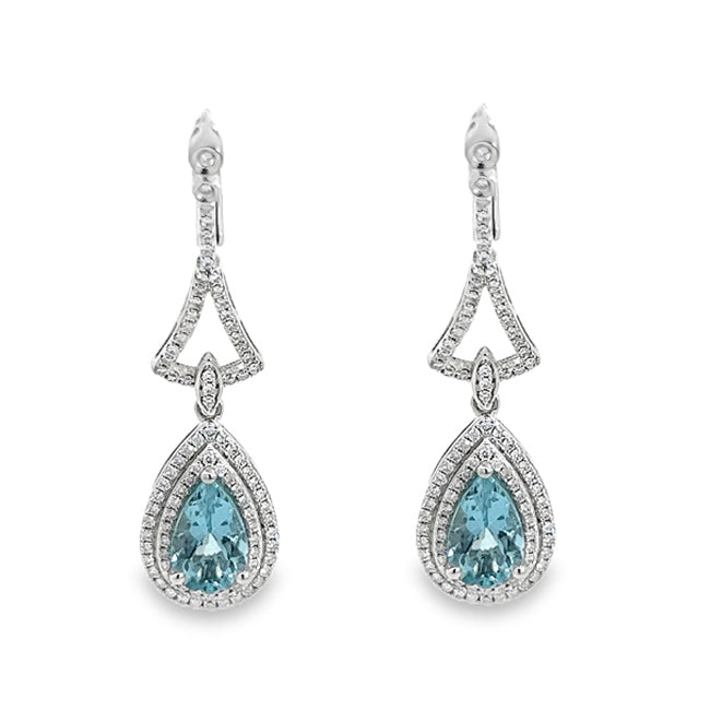 Glamorous Aquamarine & Diamond Earrings