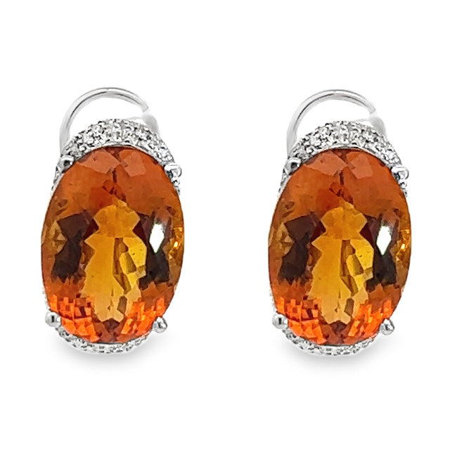 Elegant Citrine & Diamond Earrings