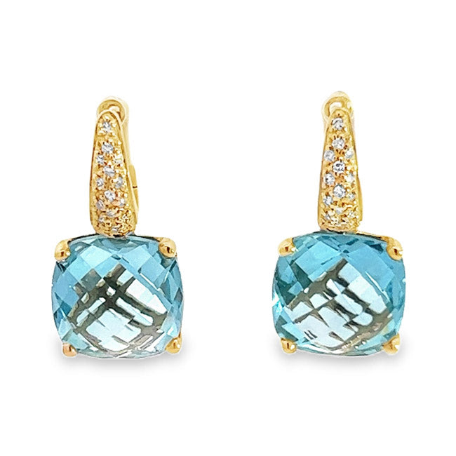 Glamorous Blue Topaz & Diamond Earrings