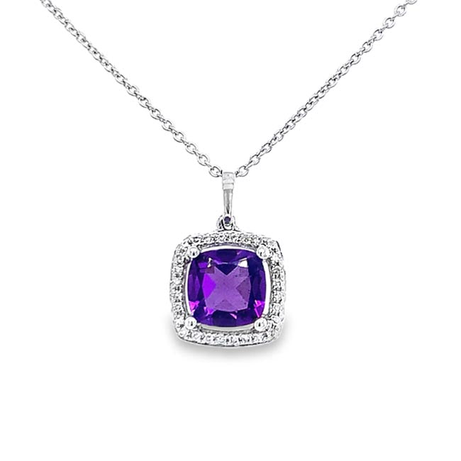 Elegant Amethyst & Diamond Pendant