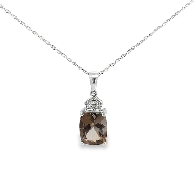 Dazzling Smoky Topaz & Diamond Pendant