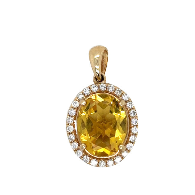 Elegant Citrine and Diamond Pendant