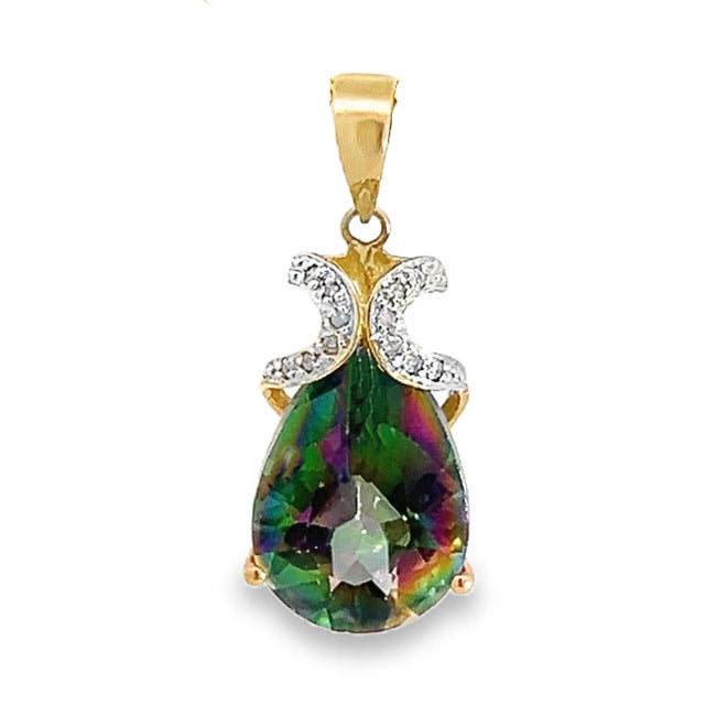 Unique Rainbow Topaz & Diamond Pendant