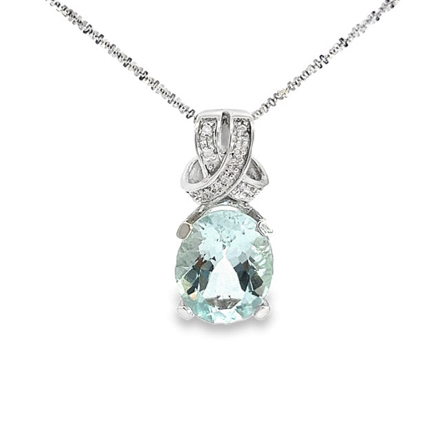 Dazzling Aquamarine & Diamond Pendant