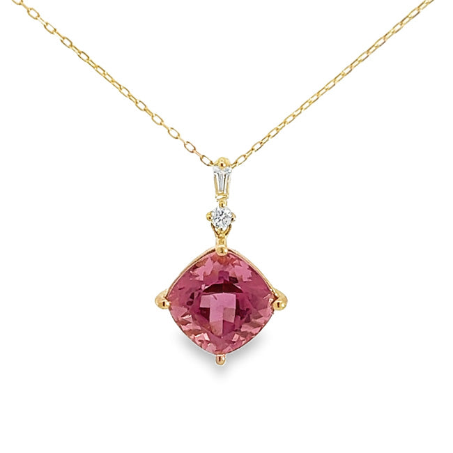 Enchanting Pink Topaz & Diamond Pendant