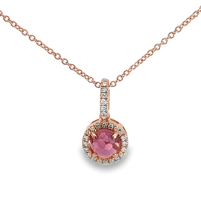 Delicate Pink Topaz & Diamond Pendant