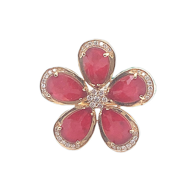 Elegant Floral Ruby & Diamond Ring