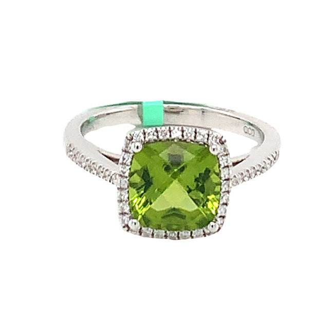 Fancy Peridot and Diamond Ring