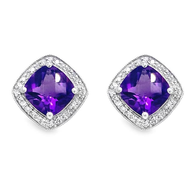 Beautiful Amethyst & Diamond Earrings