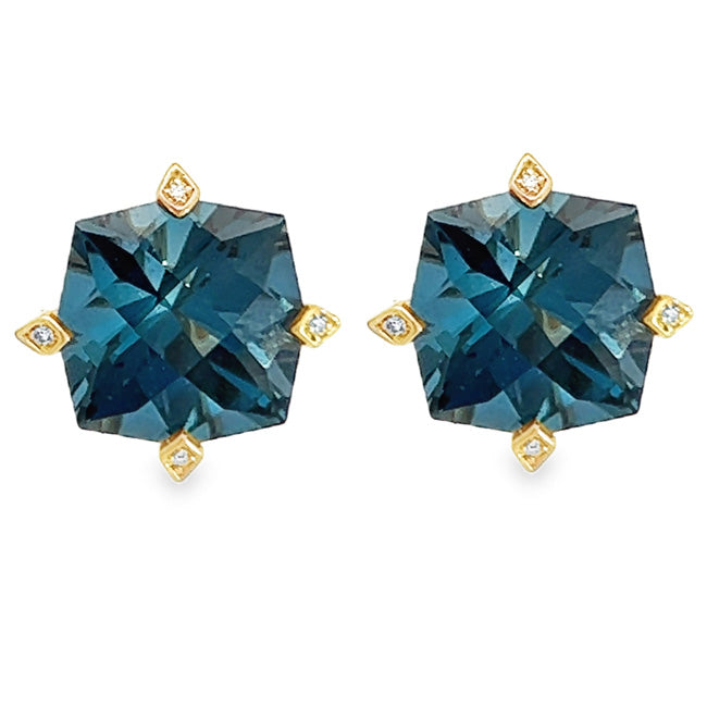 Stunning London Blue Topaz & Diamond Earrings