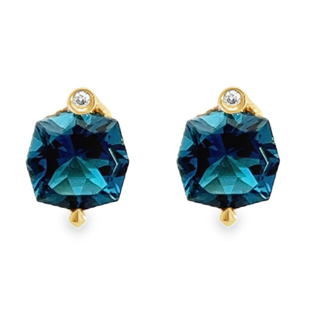 Glamorous London Blue Topaz & Diamond Earrings